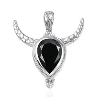 Karis Thai Black Spinel 11.40 ctw Bull Horn Pendant without Chain in Platinum Bond