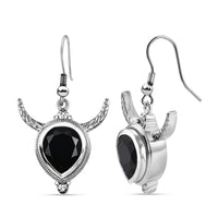 Karis Thai Black Spinel 10.35 ctw Bull Horn Earrings in Platinum Bond