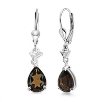 D'Joy Brazilian Smoky Quartz 3.60 ctw Dangling Earrings in Sterling Silver