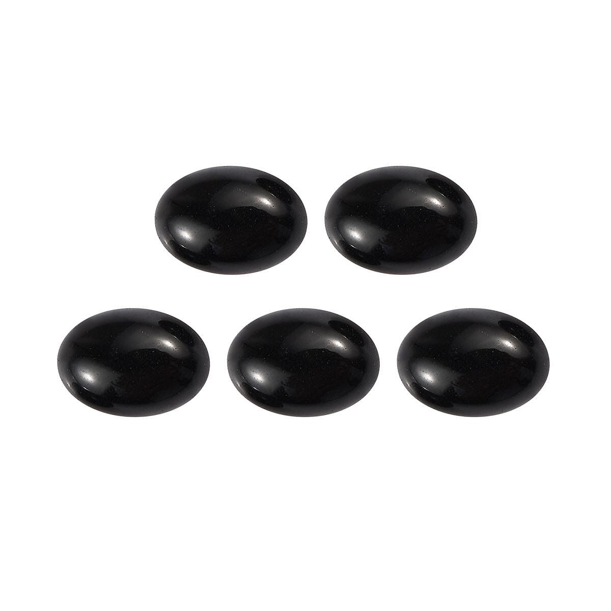 Set of 5 Black Onyx (Oval 7x5 mm) 4.06 ctw Loose Gemstone