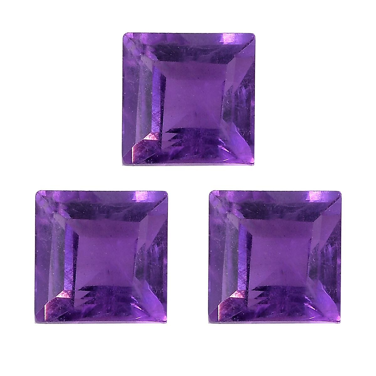 African Amethyst Set of 3 (Sqr 4 mm) 1.00 ctw Loose Gemstone