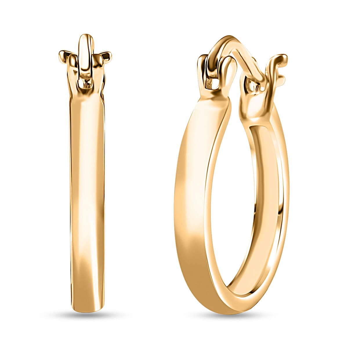 Luxoro 10K Yellow Gold Pyramid Texture Hoop Earrings 2.50 Grams