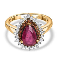 African Ruby, Multi Gemstone Ring in 18K Vermeil YG Over Sterling Silver (Size 10.0) 3.26 ctw