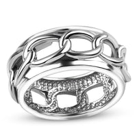 Curb Chain Mens Band Ring in Stainless Steel