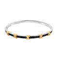 Karis Simulated Diamond Bangle Bracelet in 18K YG Plated and Platinum Bond (7.50 In) 2.80 ctw - Sticky add to cart bar