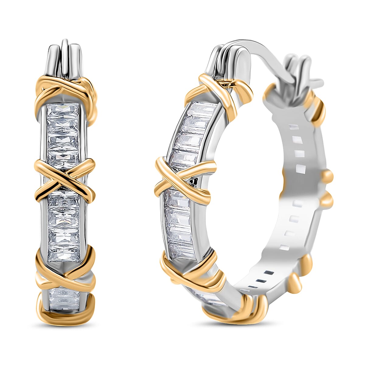 23rd May TLV Karis Simulated Diamond Earrings in 18K YG Plated and Platinum Bond 1.50 ctw