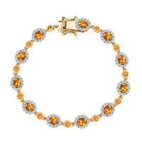 D'Joy Tanzanian Mandarin Garnet and White Zircon 8.65 ctw Bracelet in 18K Vermeil Yellow Gold Over Sterling Silver (7.25 In)
