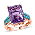 D'Joy AAA Rose De France Amethyst, Sleeping Beauty Turquoise Amour du Ciel Ring in 18K Vermeil RG Over Sterling Silver (Size 10.0) 7.80 ctw - Sticky add to cart bar