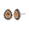 D'Joy Tanzanian Mandarin Garnet and Moissanite 2.10 ctw Fire Drop Stud Earrings in Rhodium Over Sterling Silver - Sticky add to cart bar