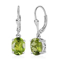 D'Joy Peridot 3.90 ctw Lever Back Earrings in Rhodium Over Sterling Silver - Sticky add to cart bar