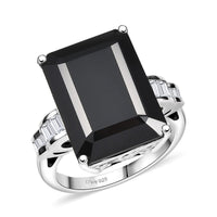 D'Joy Thai Black Spinel, Moissanite Ring in Rhodium Over Sterling Silver 16.75 ctw