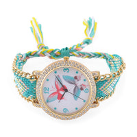 Strada Austrian Crystal Japanese Movement Butterfly Pattern Watch with Braided Band