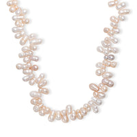 Multi Color Freshwater Pearl Necklace in Rhodium Over Sterling Silver 18 Inches