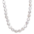 White Freshwater Pearl Oval Shape Necklace in Rhodium Over Sterling Silver 18 Inches - Sticky add to cart bar