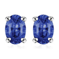D'Joy Tanzanite 1.00 ctw Solitaire Stud Earrings in Platinum Over Sterling Silver - Sticky add to cart bar