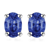 D'Joy Tanzanite 1.00 ctw Solitaire Stud Earrings in Platinum Over Sterling Silver