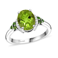 D'Joy Peridot, Multi Gemstone Ring in Rhodium Over Sterling Silver 3.25 ctw