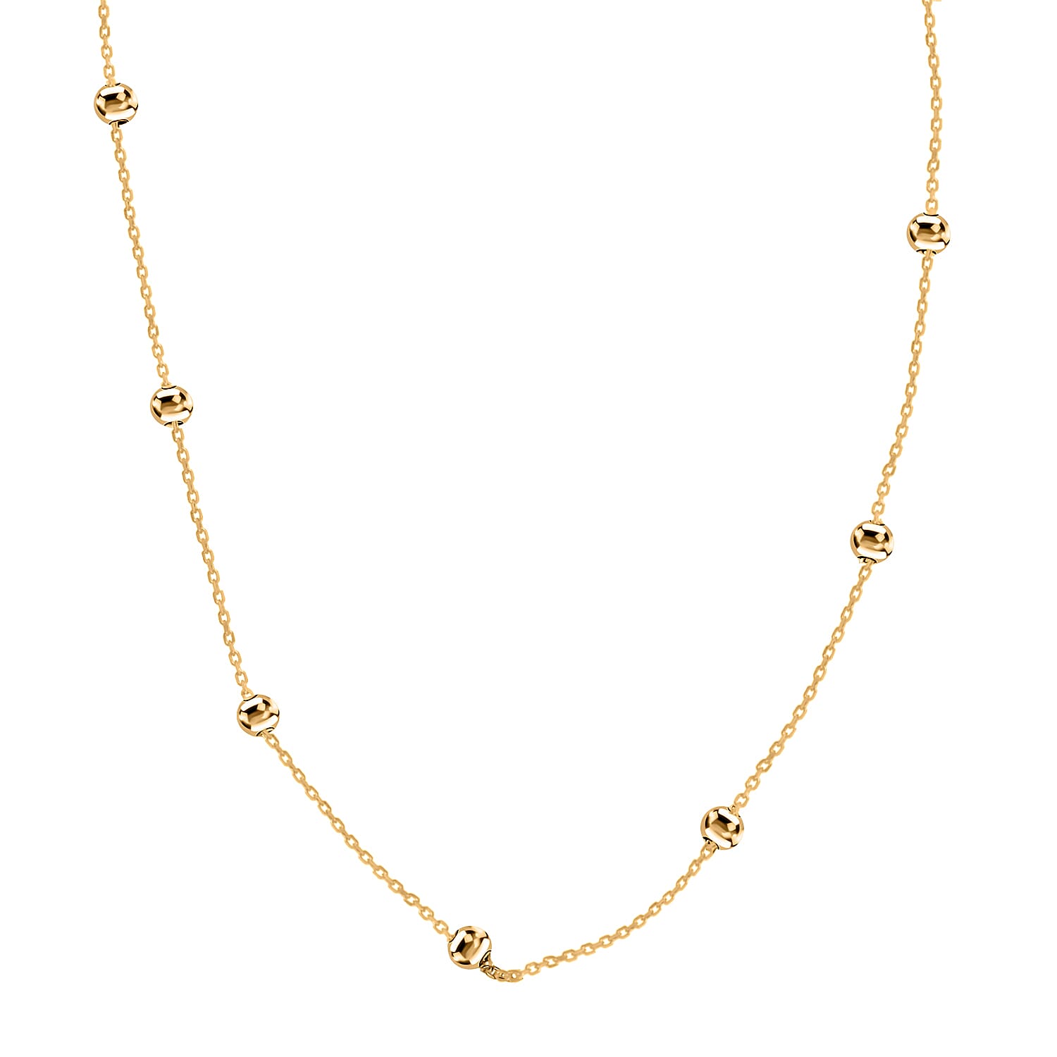 Italian 10K Yellow Gold Beaded Necklace 18 Inches 1.2 Grams