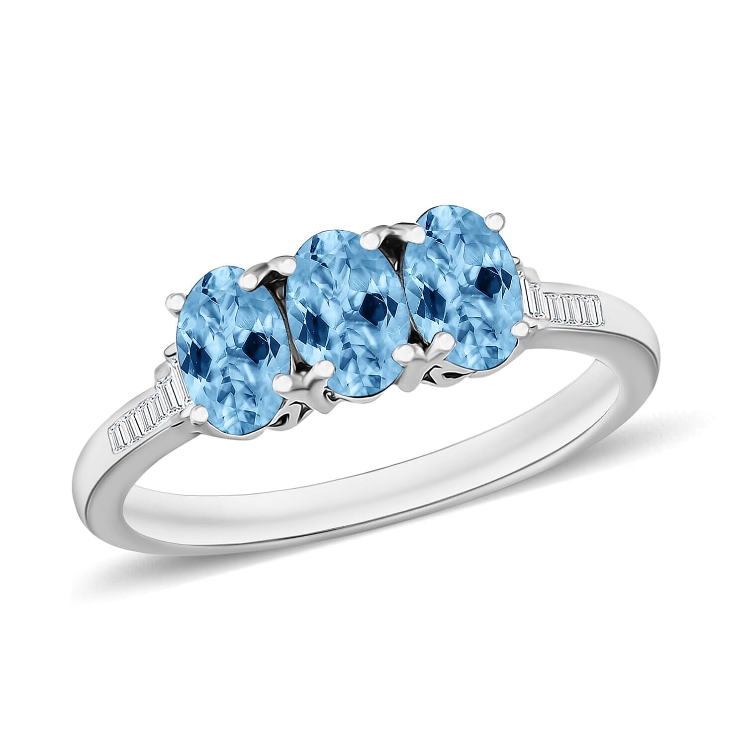 Luxoro Premium Santa Maria Aquamarine and G-H I2 Diamond 1.30 ctw Ring