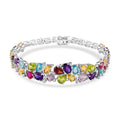 D'Joy Multi Gemstone Bracelet in Rhodium Over Sterling Silver (6.50 In) 20.00 ctw - Sticky add to cart bar