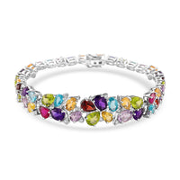D'Joy Multi Gemstone Bracelet in Rhodium Over Sterling Silver (6.50 In) 20.00 ctw