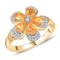 D'Joy Tanzanian Mandarin Garnet, White Zircon Yellow Water Buttercup Ring in 18K Vermeil YG Over Sterling Silver (Size 7.0) 1.60 ctw