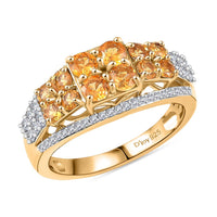 D'Joy Tanzanian Mandarin Garnet, White Zircon Crown Ring in 18K Vermeil YG Over Sterling Silver (Size 10.0) (Del. in 10-12 Days) 2.20