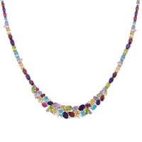 D'Joy Multi Gemstone Necklace in Rhodium Over Sterling Silver 36.35 ctw (18 Inches)