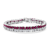 Epic Deal Niassa Ruby (FF), Moissanite Bracelet in Rhodium Over Sterling Silver (6.50 In) 19.92 ctw