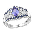 Tanzanite, Multi Gemstone Ring in Rhodium Over Sterling Silver (Size 10.0) 1.90 ctw - Sticky add to cart bar