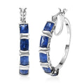 Premium Kashmir Kyanite 6.75 ctw Midnight Heirloom Hoop Earrings in Rhodium Over Sterling Silver - Sticky add to cart bar