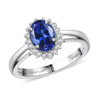 Certified & Appraised Rhapsody 950 Platinum AAAA Tanzanite, Diamond (E-F, VS) Sunburst Ring (Size 10.0) (5.50 g) (Del. in 10-15 Days) 1.70 ctw