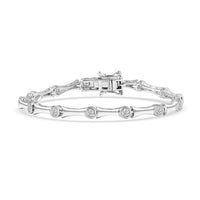 Karis White Zircon 2.10 ctw Bamboo Bracelet in Platinum Bond (6.50 In) (Del. in 10-12 Days)