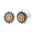 D'Joy Tanzanian Mandarin Garnet and White and Coffee Zircon 1.10 ctw Sunset Bloom Stud Earrings in 18K Vermeil Yellow Gold Over Sterling Silver - Sticky add to cart bar
