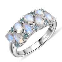 D'Joy Moon Glow Moonstone and Blue Apatite 2.00 ctw Ring in Platinum Over Sterling Silver (Size 10.0)