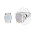 D'Joy Moon Glow Moonstone 1.50 ctw Solitaire Stud Earrings in Platinum Over Sterling Silver - Sticky add to cart bar