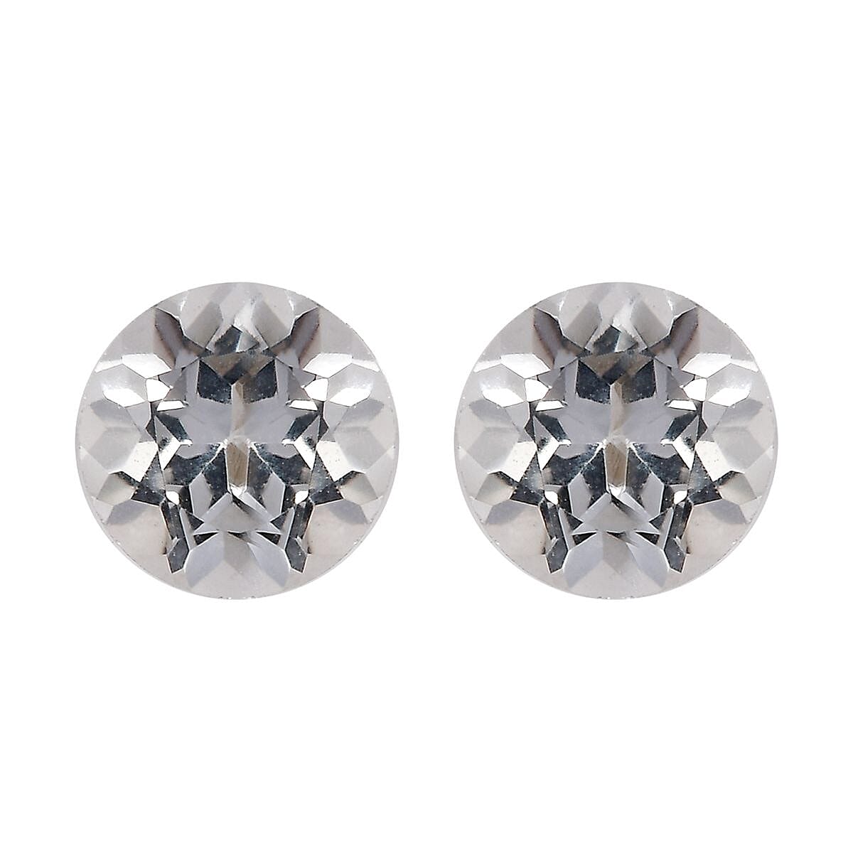 White Topaz Set of 2 (Rnd 5 mm) 1.28 ctw Loose Gemstone