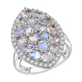 Karis Moon Glow Moonstone and White Zircon 4.10 ctw Galaxy Ring in Platinum Bond - Sticky add to cart bar