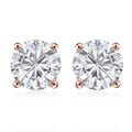 J Francis Embellished with Zirconia by Swarovski 1.70 ctw Solitaire Stud Earrings in 18K Vermeil Rose Gold Over Sterling Silver - Sticky add to cart bar