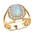 Karis Moon Glow Moonstone, White Zircon Men's Ring in 18K YG Plated (Size 10.0) 4.50 ctw - Sticky add to cart bar