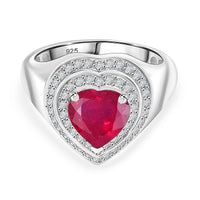 African Ruby and White Zircon Ring in Rhodium Over Sterling Silver (Size 11.5) 3.74 ctw