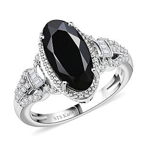Karis Thai Black Spinel and White Zircon 4.60 ctw Ring in Platinum Bond (Size 10.0)