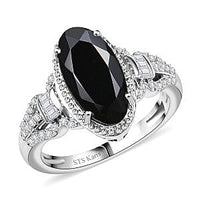 Karis Thai Black Spinel and White Zircon 4.60 ctw Ring in Platinum Bond (Size 10.0)