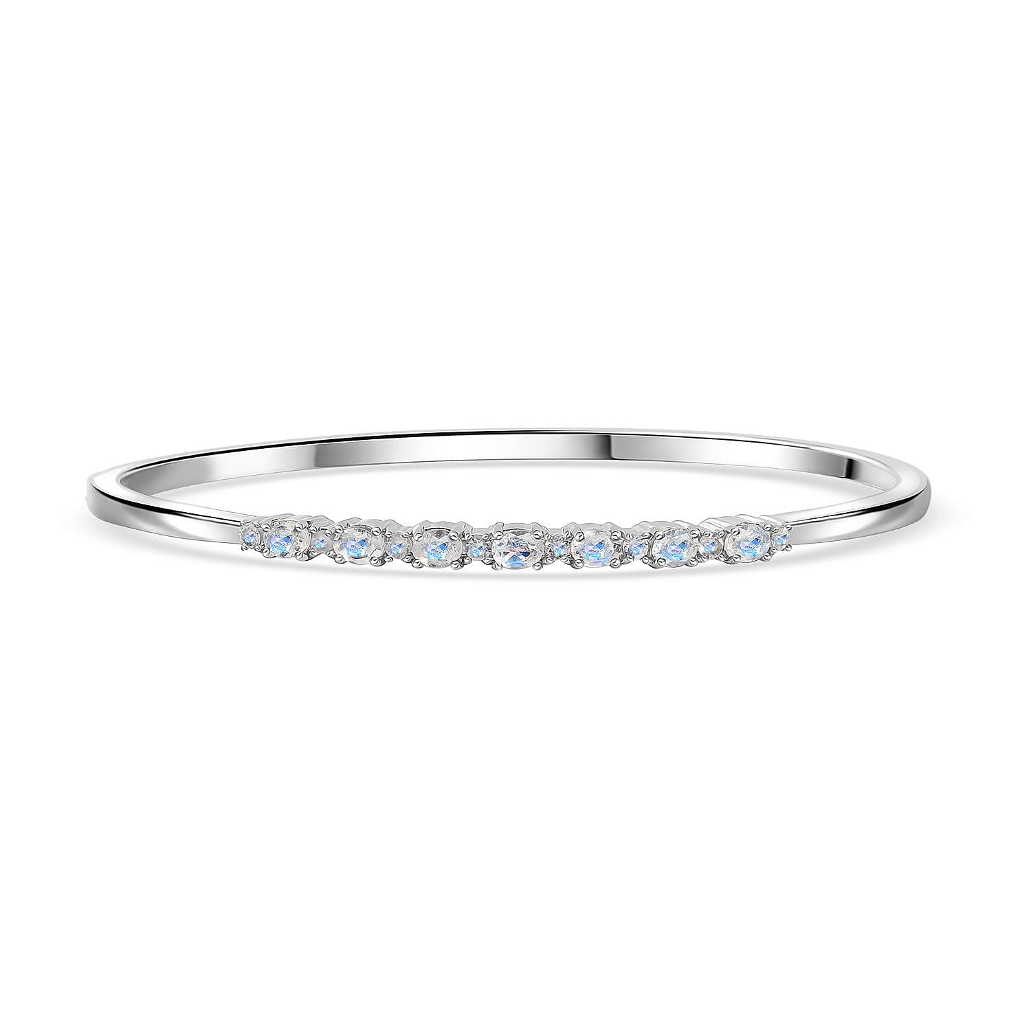 Karis Moon Glow Moonstone 1.70 ctw Bangle Bracelet in Platinum Bond (6.50 In)