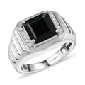Karis Thai Black Spinel, White Zircon Men's Ring in Platinum Bond (Size 10.0) 5.40 ctw - Sticky add to cart bar