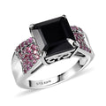 Karis Thai Black Spinel and Orissa Rhodolite Garnet 6.00 ctw Ring in Platinum Bond (Size 10.0) - Sticky add to cart bar