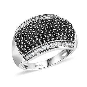 Karis Thai Black Spinel and White Zircon 1.65 ctw Ring in Platinum Bond (Size 10.0)
