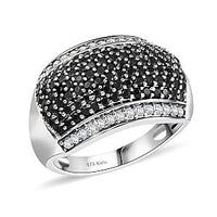 Karis Thai Black Spinel and White Zircon 1.65 ctw Ring in Platinum Bond (Size 10.0)