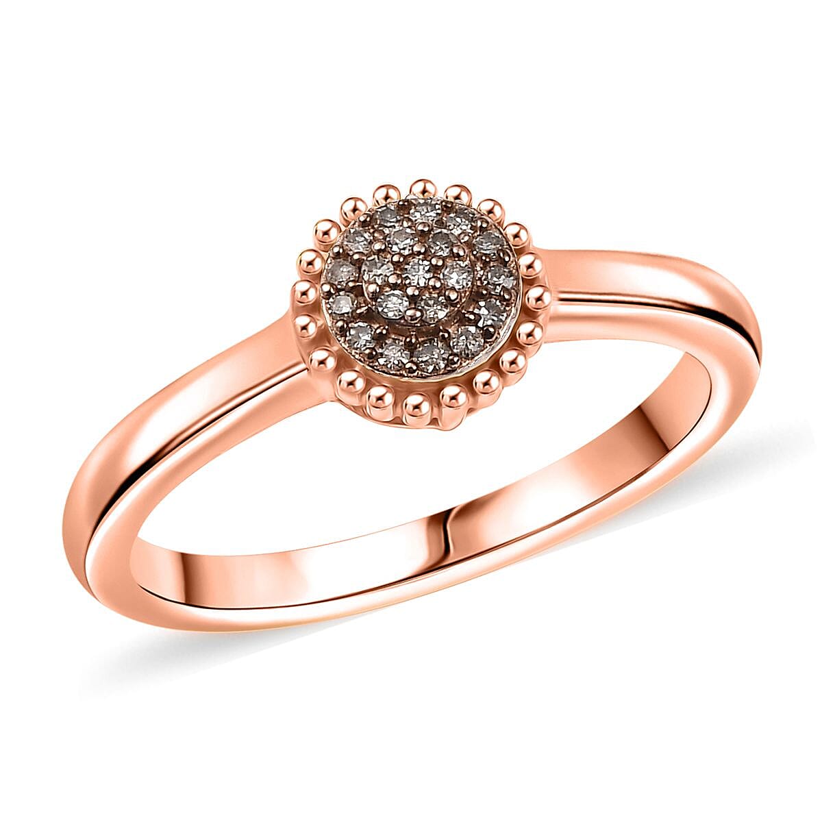 D'Joy Natural Champagne Diamond Ring in 18K Vermeil RG Over Sterling Silver 0.09 ctw (Size 10.0) 0.10 ctw