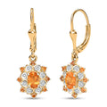 D'Joy Tanzanian Mandarin Garnet and Moissanite 1.65 ctw Sunflare Bloom Lever Back Earrings in 18K Vermeil Yellow Gold Over Sterling Silver - Sticky add to cart bar
